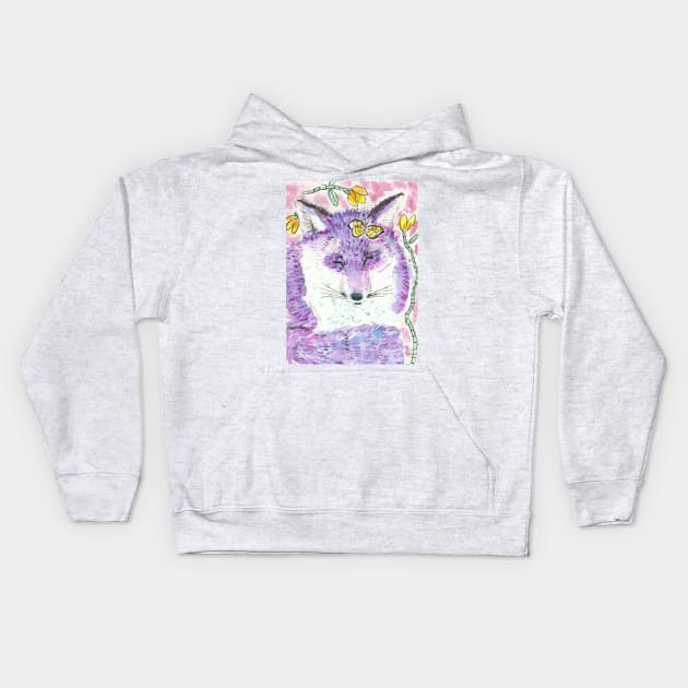 Purple fox art Kids Hoodie by SamsArtworks